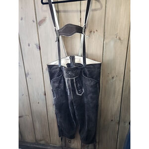 LEDERHOSEN SUEDE LEATHER KNEE BRITCHES OKTOBERFEST BEERFEST DARK BROWN